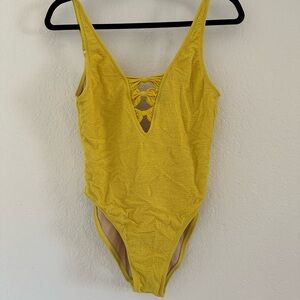 Leith Yellow Bow One Piece Swimsuit